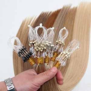 100 keratin tip human hair extension Factory Direct Straight Wholesale Human hair Micro Loop Ring Hair Extension