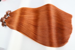 Virgin human hair pure #350 copper color flat tip hair extension fast delivery