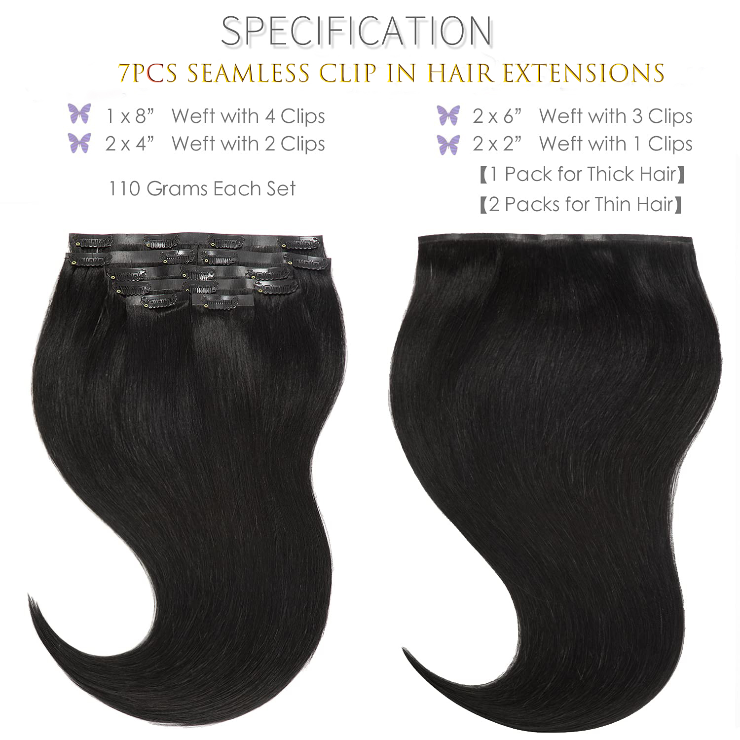 New Seamless Clip in Hair Extensions Real Human Hair Double PU Skin Weft Invisible Hair Extensions