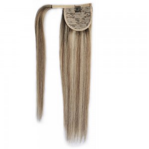 Best quality Wholesale No shedding Smooth Double Drawn Virgin human hair Clip In Ponytail Hair Extension