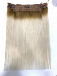 Clip in Extensions with Invisible Fish Line Hair Extensions ombre color blonde hair